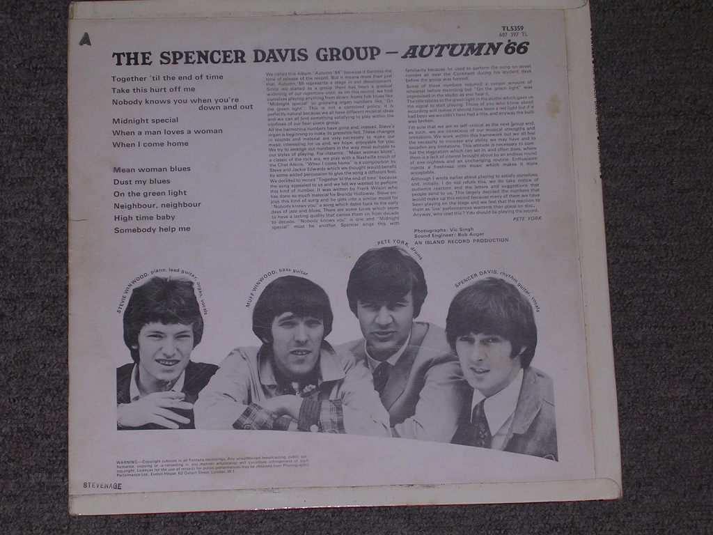 画像: SPENCER DAVIS GROUP - AUTUMN '66  /  1966 UK ORIGINAL MONO LP 