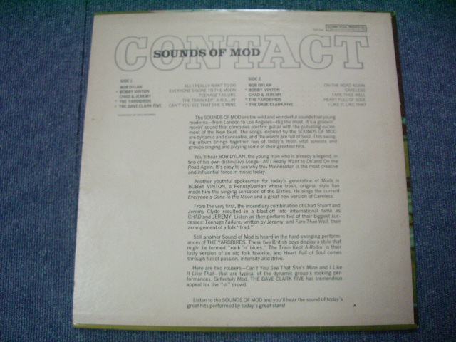 画像: v.a. OMNIBUS ( YARDBIRDS,DAVE CLARK FIVE,BOB DYLAN + OTHERS ) - SOUNDS OF MOD CONTACT / 1966 US ORIGINAL Mail Order Only LP 