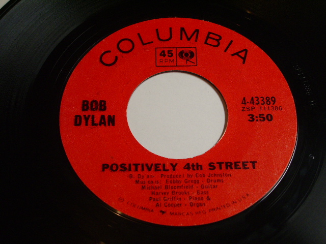 画像: BOB DYLAN - POSITIVELY 4TH STREET  / 1965 US ORIGINAL 7"SINGLE With ORIGINAL COMPANY SLEEVE 