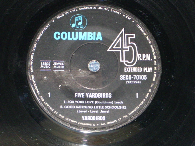 画像: THE YARDBIRDS - FIVE YARDBIRDS  / 1965  AUSTRALIA  ORIGINAL 7"EP + Picture Sleeve