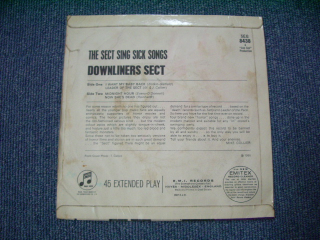 画像: DOWNLINERS SECT - THE SECT SING SICK SONGS / 1965 UK ORIGINAL 7"EP With PICTURE SLEEVE  