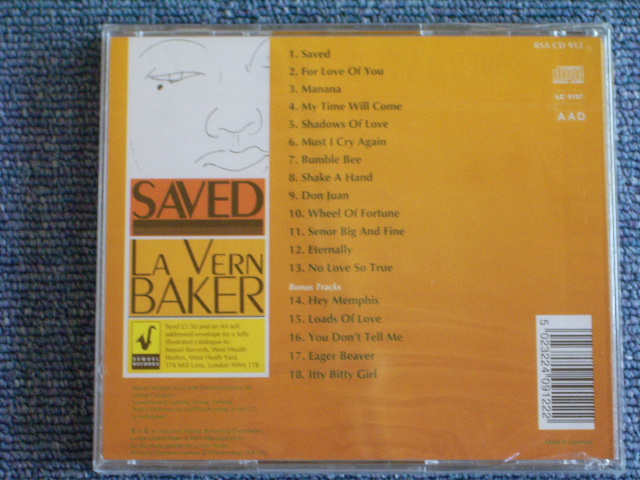 画像: LA VERN BAKER  LaVern Baker - SAVED +5 BONUS TRACKS/UK SEALED CD 