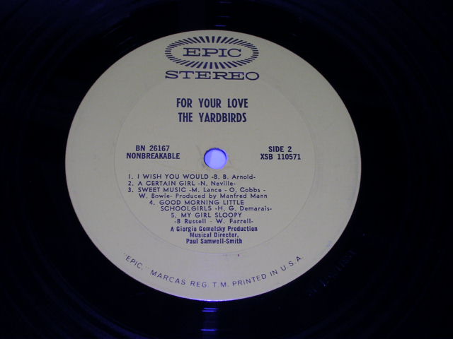 画像: THE YARDBIRDS - FOR YOUR LOVE / 1965 US ORIGINAL STEREO LP 