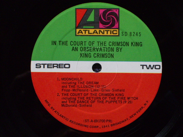 画像: KING CRIMSON - IN THE COURT OF CRIMSON KING (Matrix# ; A) ST-I-691699-C/ B) ST-I-691700-C)  (Ex++/Ex+++) / 1969 US ORIGINAL 1st PRESS "1841 BROADWAY Label " Used  LP 