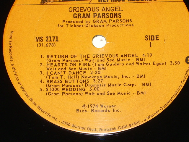 画像: GRAM PARSONS - GRIEVOUS ANGEL  /  1974 US ORIGINAL LP 