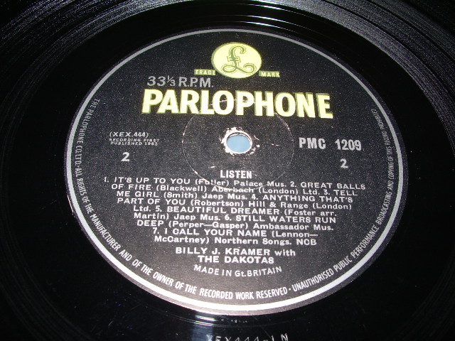 画像: BILLY J.KRAMER with THE DAKOTAS - LISTEN ... ( 1st ALBUM )   / 1963 UK ORIGINAL "YELLOW PARLOPHONE" MONO  LP 