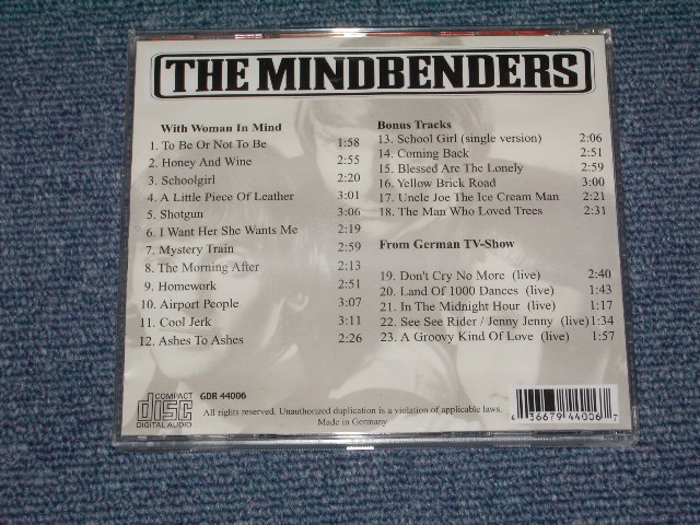 画像: THE MINDBENDERS -WITH WOMAN IN MIND  ( 2nd ALBUM + BONUS) / 2001 GERMANY NEW  CD