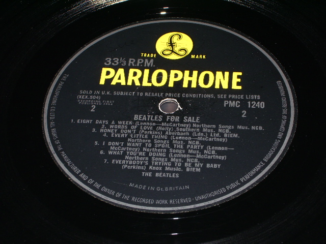 画像: The BEATLES - BEATLES FOR SALE (Matrix #A)XEX 503-4N  1 AH B)XEX 504-3N  3 AH)  (Ex+++/Ex++ Looks:Ex++) / 1965 UK ENGLAND ORIGINAL "YELLOW PARLOPHONE" "MONO" Used LP