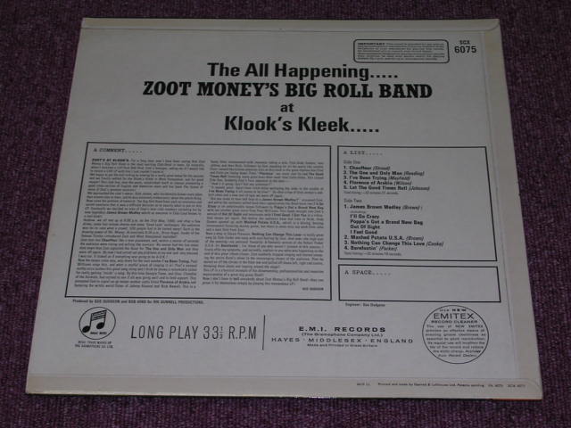 画像: ZOOT MONEY'S BIG ROLL BAND  - ZOOT! AT KLOOK'S KLEEK.....MINT Class!!! /  UK ORIGINAL 1st PRESS  LP 