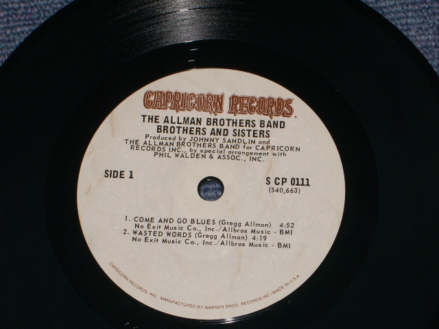 画像: THE ALLMAN BROTHERS BAND - BROTHERS AND SISTERS ( JUKE BOX EP )  / 1973 US ORIGINAL  7"EP With PICTURE SLEEVE