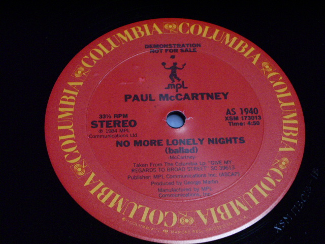 画像: PAUL McCARTNEY(BEATLES) - NO MORE LONELY NIGHT / 1985 US Promo Only 12" 