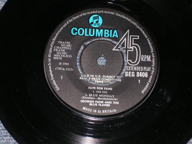 画像: GEORGIE FAME - FATS FOR FAME / 1965 UK ORIGINAL 45rpm 7" EP 