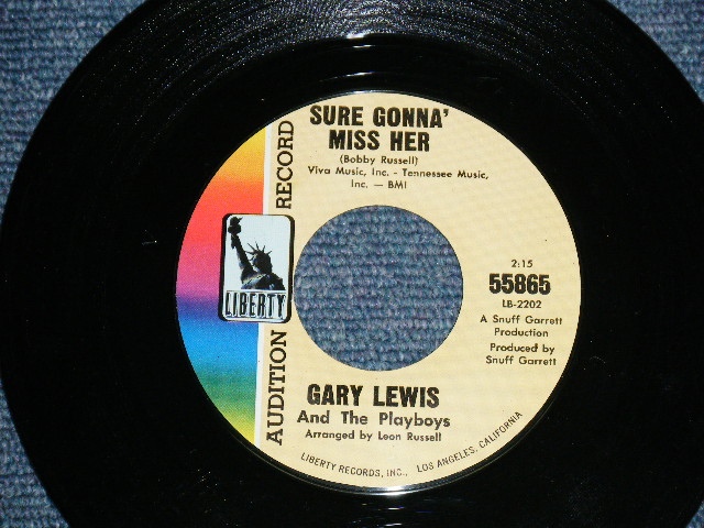 画像: GARY LEWIS & THE PLAYBOYS - SURE GONNA MISS HER ( Ex+/MINT- ) /1966  US ORIGINAL PROMO  7"SINGLE + PICTURE SLEEVE 