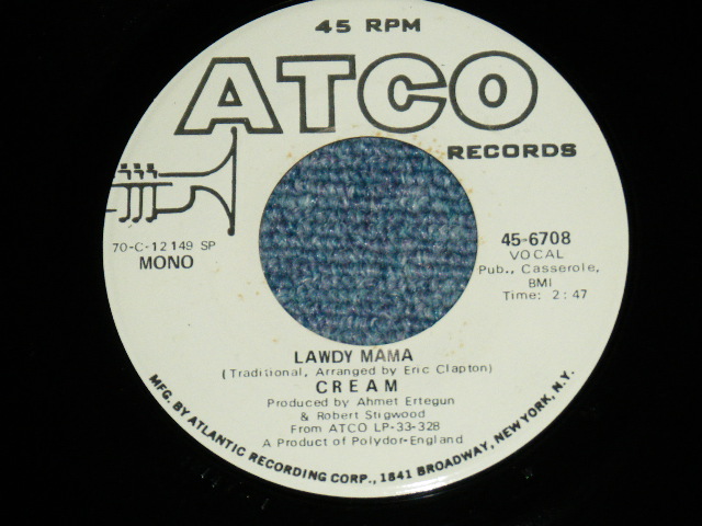 画像: CREAM  - LAWDY MAMA ( Promo Only Same Flip MONO/STEREO ) / 1969 US ORIGINAL PROMO  7"Single
