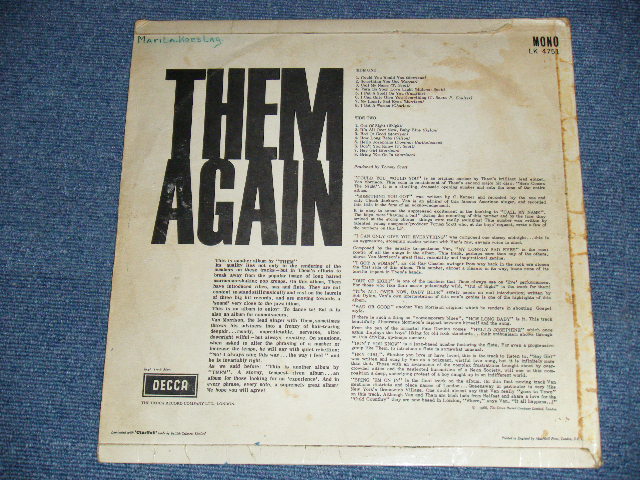 画像: THEM ( VAN MORRISON ) - THEM AGAIN ( Ex,VG++/Ex+, 1B/1B  ) / 1966 UK ORIGINAL MONO LP 