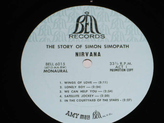 画像: NIRVANA - THE STORY OF SIMON SIMOPATH  (PROMO-MONO)1968 US ORIGINAL LP