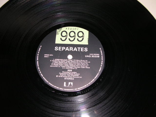 画像: 999 - SEPARATES  / 1978 UK ORIGINAL LP 