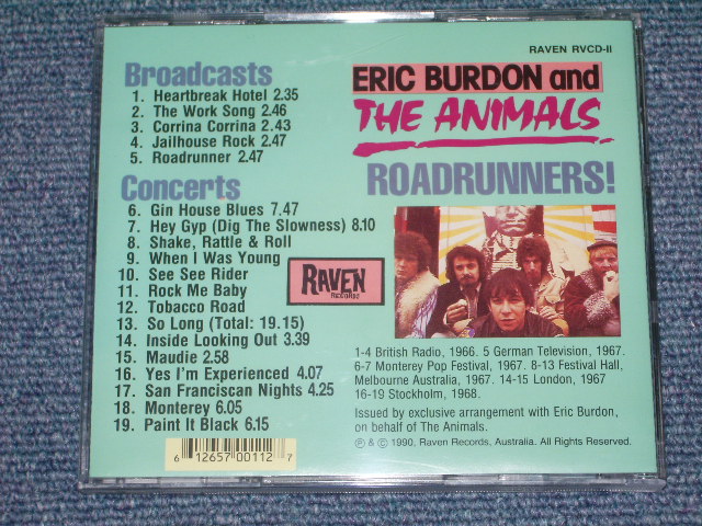画像: ERIC BURDON & THE ANIMALS - ROAD RUNNERS! ( 60s RARE LIVE )  / 1990 AUSTRALIA  BRAND NEW CD