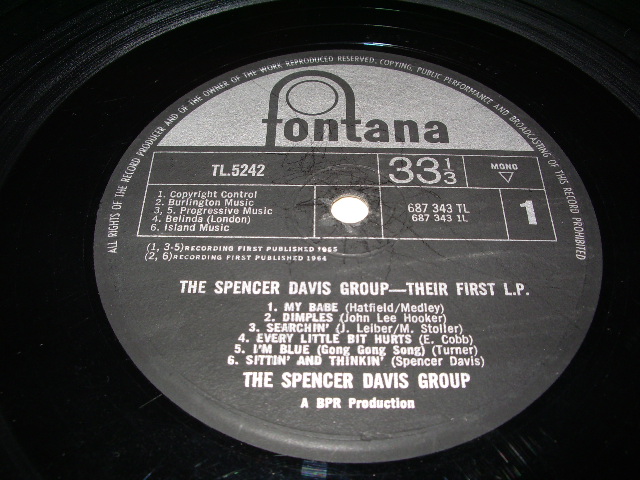 画像: SPENCER DAVIS GROUP - THEIR FIRST LP(2nd PRESS? NON FLIP BNACK COBVER)  /  1965 UK ORIGINAL MONO LP 