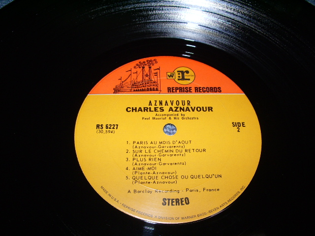 画像: CHARLES AZNAVOUR (シャルル・アズナブール) - AZNAVOUR  / US ORIGINAL 60s LP