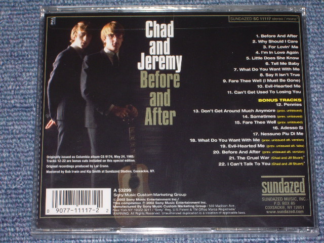 画像: CHAD&JEREMY -  BEFORE AND AFTER  / 2002 US SEALED CD