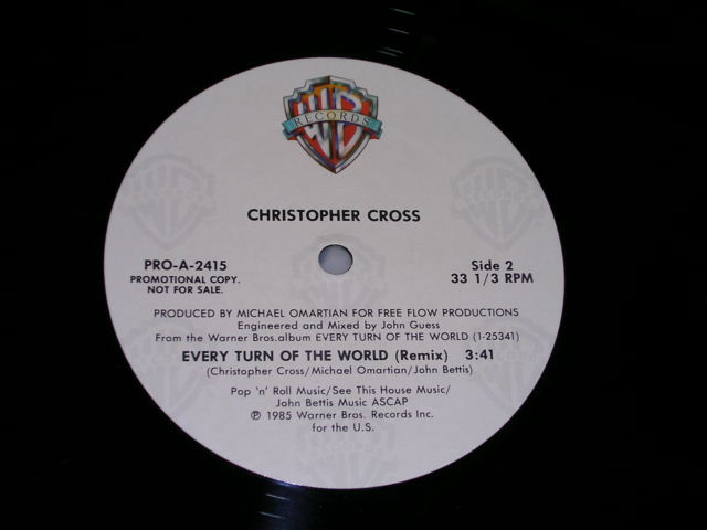 画像: CHRISTPHER CROSS - EVERY TURN OF THE WORLD ( PROMO ONLY 12" ) / 1985 US ORIGINAL 12"