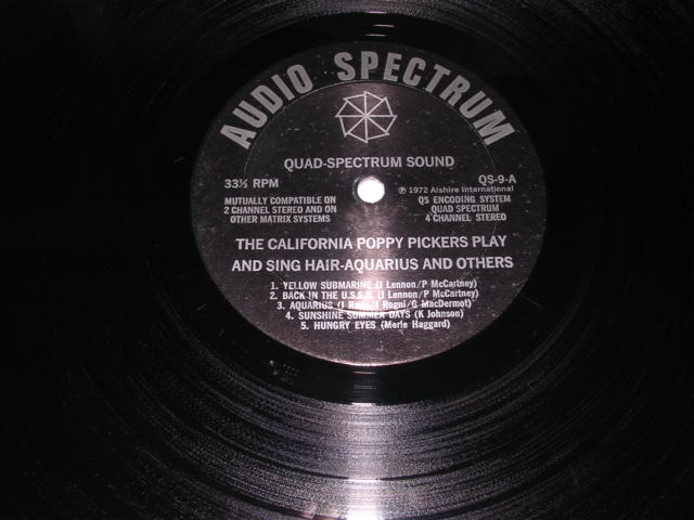 画像: THE CALIFORNIA POPPY PICKERS - PLAY AND SING HAIR AQUARIUS AND OTHERS  / 1969 US ORIGINAL QUAD-SPECTRUM 4 CHANNEL LP 