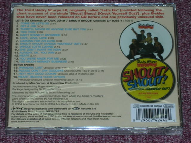 画像: ROCKY SHARPE & THE REPLAYS - SHOUT! SHOUT! / 2004 UK ORIGINAL Brand New SEALED CD  