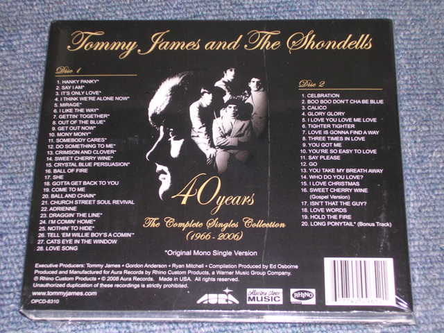 画像: TOMMY JAMES & THE SHONDELLS - 40 YEARS THE COMPLETE SINGLES COLLECTION 1966-2006  / 2008 US SEALED  CD