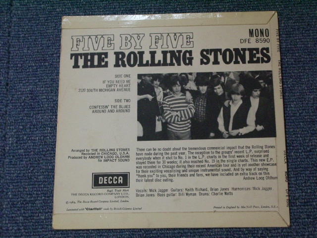 画像: THE ROLLING STONES - FIVE BY FIVE  / 1964 UK  ORIGINAL 7"EP with PICTURE SLEEVE 