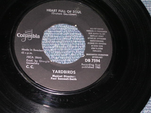 画像: YARDBIRDS - HEART FULL OF SOUL  / 1965 SWEDEN ORIGINAL 7"Single With PICTURE SLEEVE