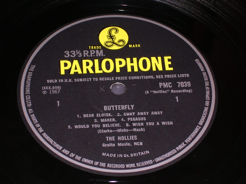 画像: THE HOLLIES - BUTTERFLY   / 1967 UK ORIGINAL "YELLOW PARLOPHONE" MONO  LP 