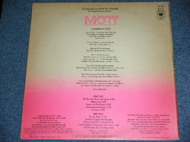 画像: MOTT THE HOOPLE  - MOTT ( With TITLE STICKER on COVER : Ex/MINT- ) / 1973 UK ORIGINAL Die-Cut Gatefold Coverl Used LP