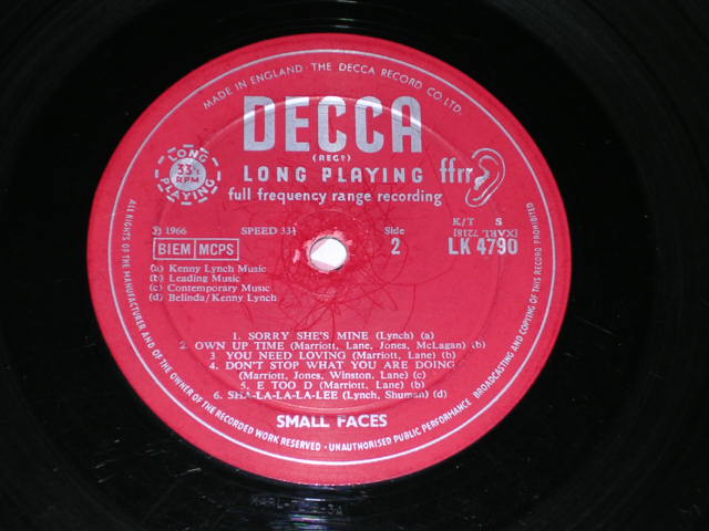画像: SMALL FACES - SMALL FACES   /  1966 UK ORIGINAL Matrix No. 5A/3A  LP