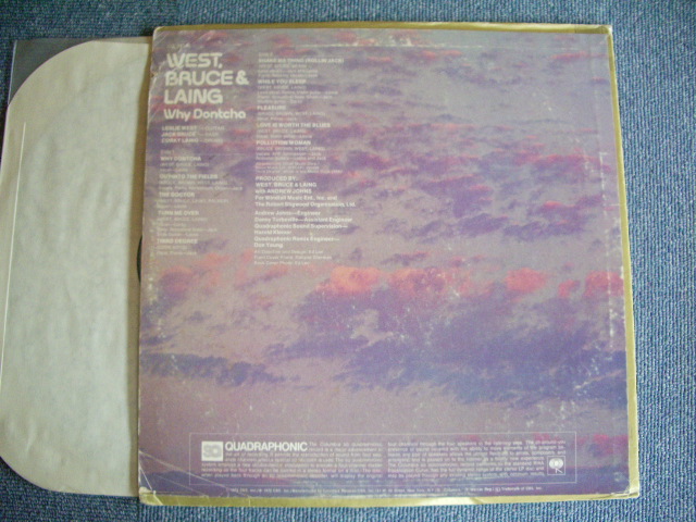 画像: WEST BRUCE & LAING - WHY DONTCHA ( QUADRAPHONIC / 4 CH )/ 1973 US ORIGINAL LP 