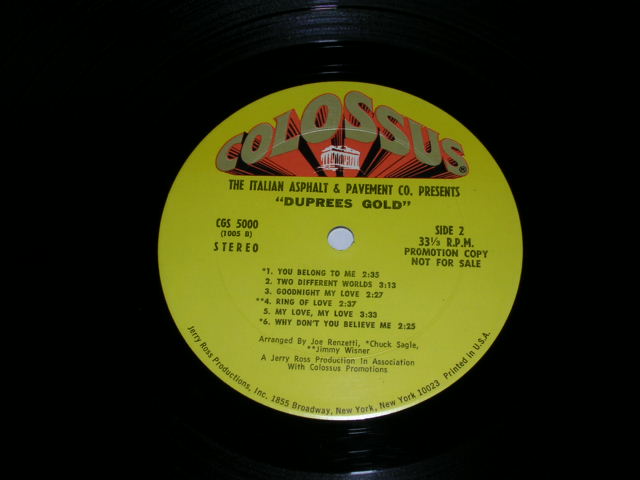 画像: DUPREES - DUPREES GOLD / 1970 US ORIGINAL PROMO LP 