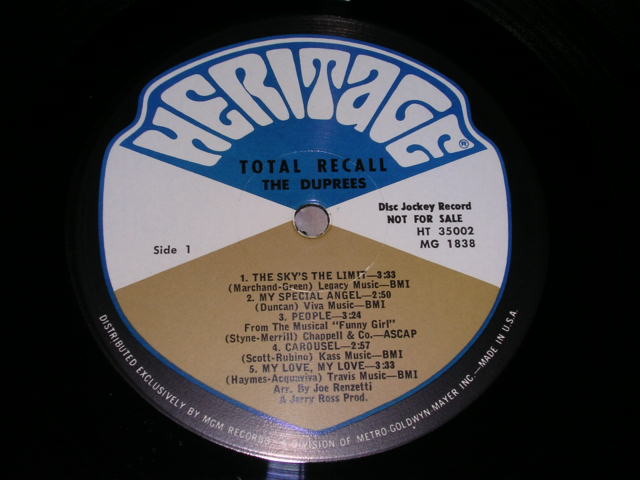 画像: DUPREES - TOTAL RECALL / 1968 US ORIGINAL PROMO STEREO LP 