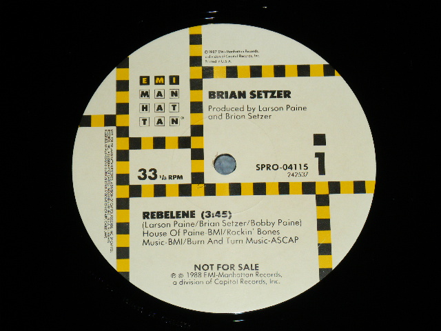 画像: BRIAN SETZER - REBELENE / 1987 US ORIGINAL PROMO ONLY 12"  