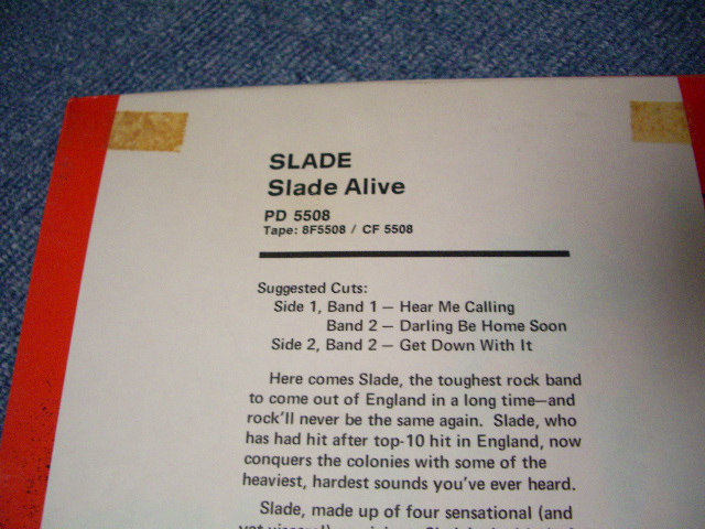 画像: SLADE - SLADE ALIVE (SEALED) / 1972 US AMERICA ORIGINAL "With PROMO SHEETE" "BRAND NEW SEALED" LP