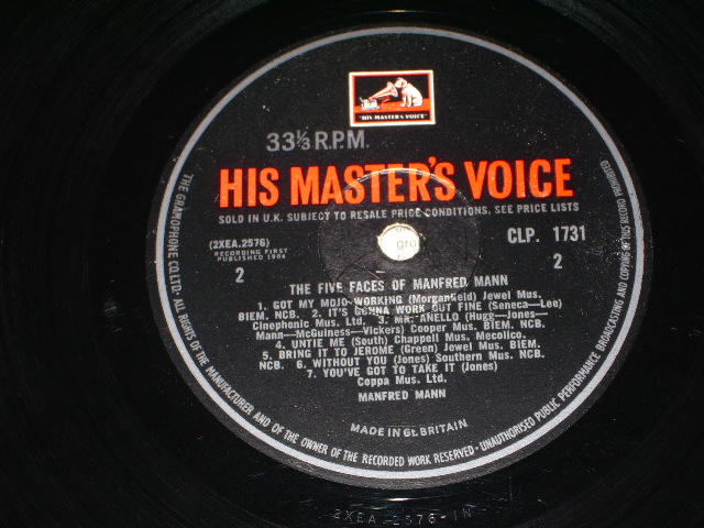 画像: MANFRED MANN - THE FIVE FACES OF(MATRIX #A) 2XEA-2575-1N   B)2XEA-2576-1N) (Ex/E++  Looks:VG+++ WOBC)  / 1964 UK ENGLAND ORIGINAL "RED H.M.V. Label" MONO Used LP 