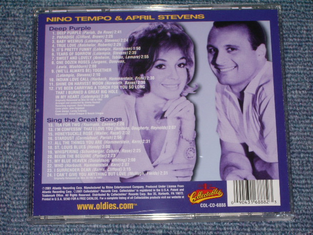画像: NINO TEMPO & APRIL STEVENS - DEEP PURPLE & SING THE GREAT SONGS ( 2 in 1 ) / 2001 US NEW CD