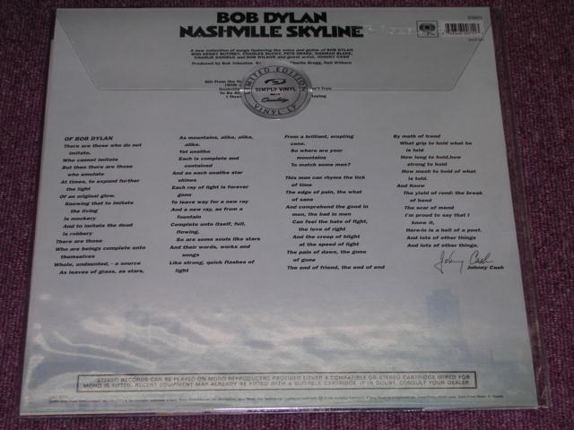 画像: BOB DYLAN - NASHVILLE SKYLINE / UK REISSUE LIMITED 180 Gram HEAVY VINYL LP  Out-Of-Print now  