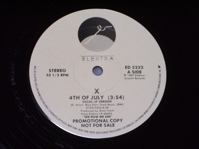 画像: X - 4TH OF JULY / 1987 US ORIGINAL PROMO ONLY 12inch