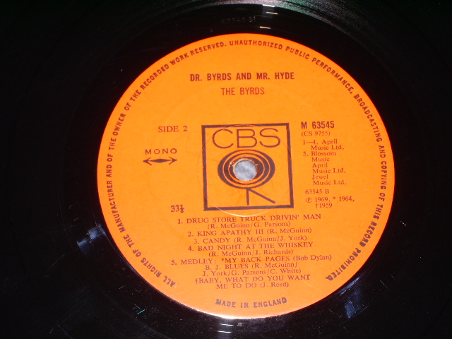 画像: THE BYRDS - DR.BYRDS & MR. HYDE   / 1969 UK ORIGINAL MONO  LP