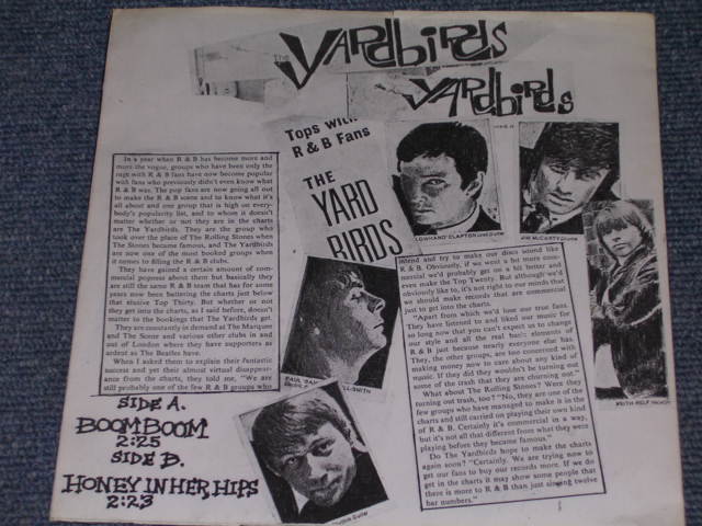 画像: THE YARDBIRDS - BOOM BOOM  /???  ORIGINAL??? BOOT???? 7"Single With PICTURE SLEEVE