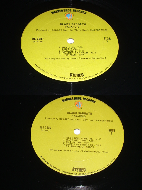 画像: BLACK SABBATH - PARANOID /1970 US AMERICA ORIGINAL 1st Press "GREEN with 'WB' Logo on TOP Label" Used LP