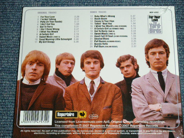 画像: THE YARDBIRDS -   FOR YOUR LOVE ( Reissue For 60's US Released ALBUM  + BONUS TRACKS )  / 2007 GERMANY SEALED CD