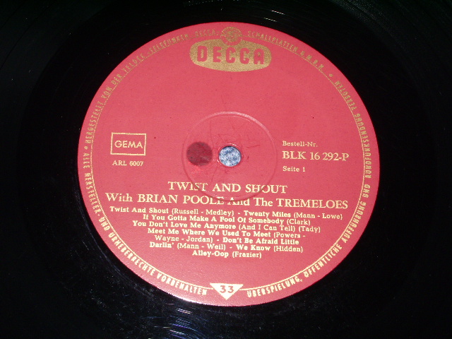 画像: BRIAN POOLE & THE TREMELOES - TWIST & SHOUT / 1963 WEST-GERMANY ORIGINAL Mono LP 