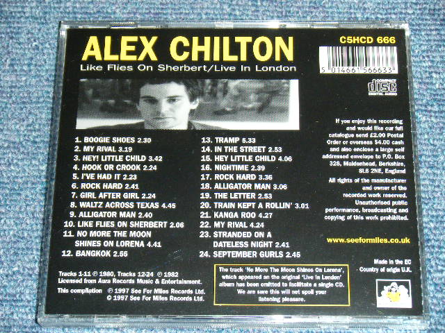 画像: ALEX CHILTON  ( Ex: BOX TOPS ) - LIKE FLIES ON SHERBERT + LIVE IN LONDON ( 2 in 1 ) / 1997 UK ORIGINAL BRAND NEW  CD