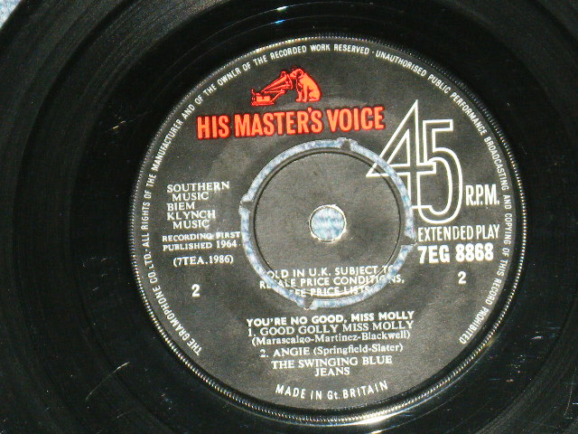 画像: SWINGING BLUE JEANS - YOU'RE NO GOOD,MISS MOLLY / 1964 UK ORIGINAL 7"EP With PICTURE SLEEVE  
